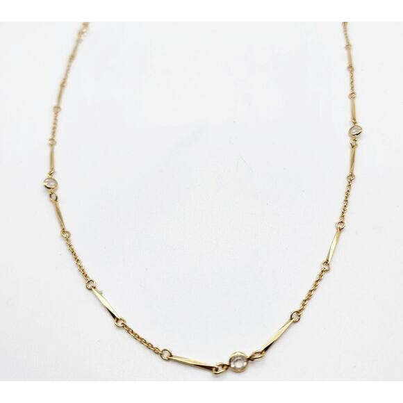 Vintage Lovely Avon Simulated Diamond Bezel Set Accent Necklace 23" Gold Tone - Picture 1 of 8